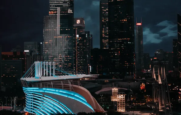Свет, ночь, city, город, здания, дома, ночной город, night
