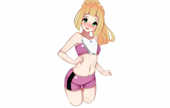 Girl, sexy, shorts, blouse, green eyes, long hair, anime, beautiful