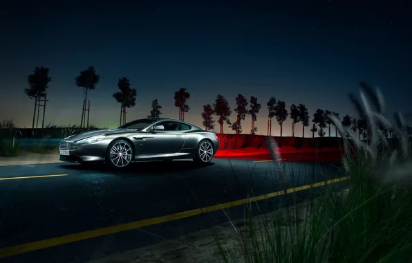 Aston Martin, Light, DB9, Front, Night, Supercar