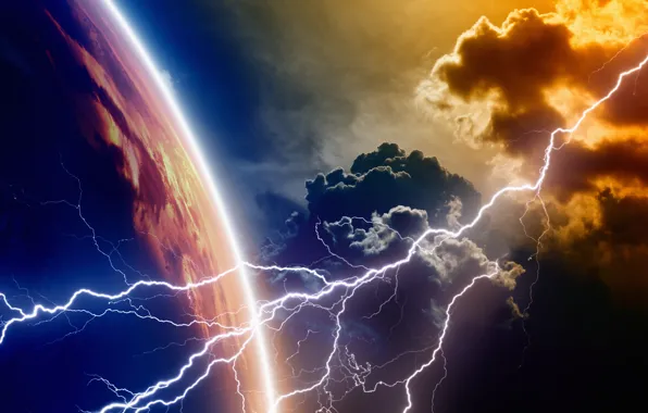 Картинка lightning, energy, planet, atmosphere