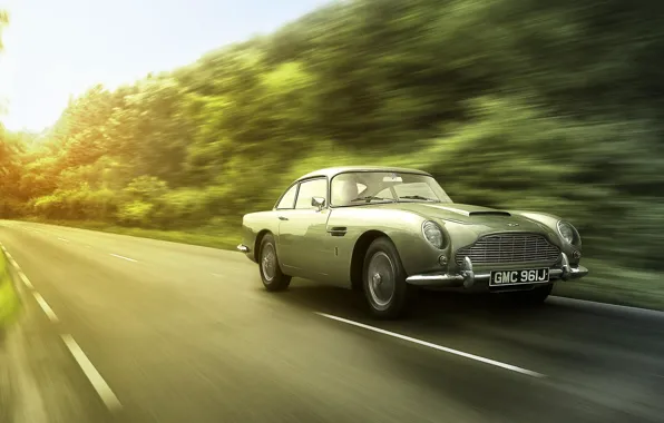 Дорога, Aston Martin, скорость, размытие