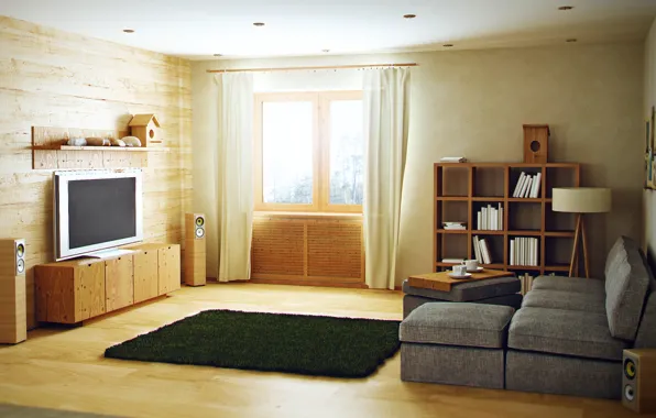 Картинка design, living room, interior, Minimalism, eko style