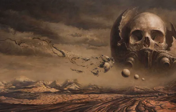 Картинка смерть, пустыня, череп, skull, Nick Keller
