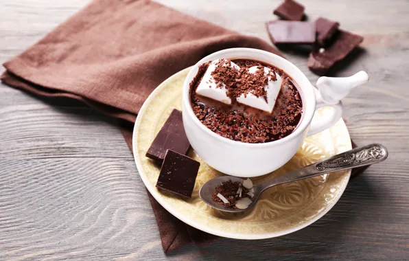 Шоколад, hot, cup, chocolate, какао, cocoa, зефир, marshmallow
