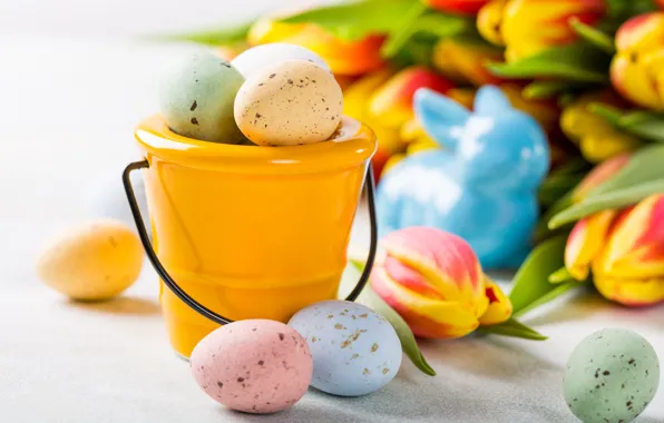 Цветы, colorful, Пасха, тюльпаны, happy, flowers, tulips, Easter