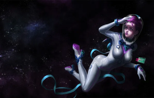 Девушка, космос, фантастика, космонавт, скафандр, красавица, астронавт