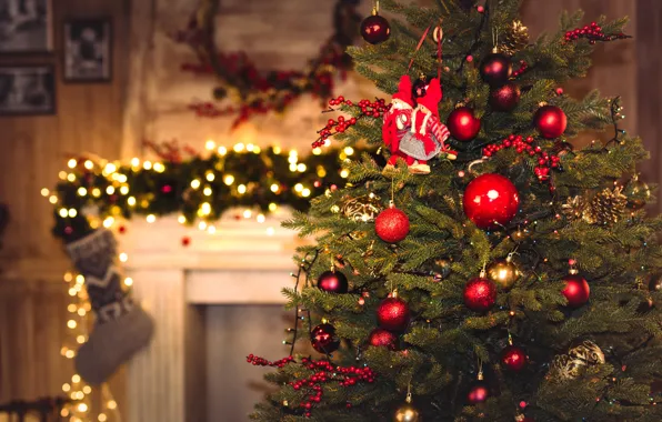 Картинка Украшения, Christmas Tree, Гирлянда, Garland, Decorations, Новогодняя Елка