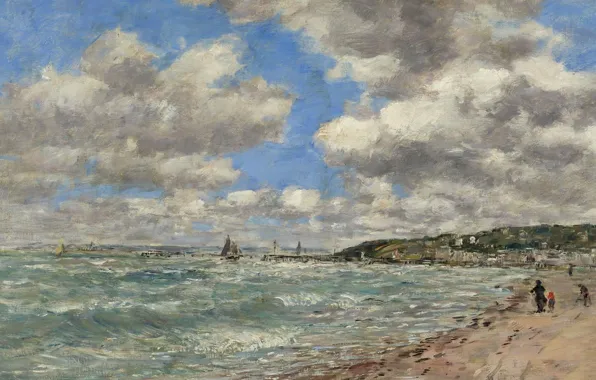 Пейзаж, картина, Эжен Буден, Eugene Boudin, Берег Довиля