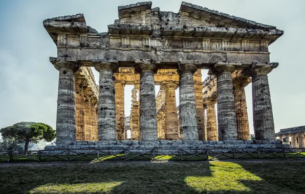 Италия, колонны, руины, Храм Аполлона, Пестум