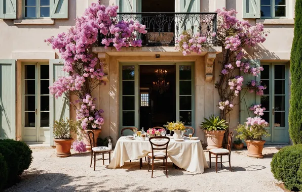 Солнце, цветы, дом, балкон, summer, house, sunshine, каникулы