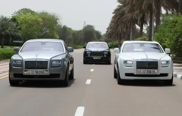 Картинка Rolls-Royce, Phantom, трио, three, роллс-ройс