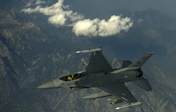 Истребитель, полёт, Fighting Falcon, F-16C, «Файтинг Фалкон»