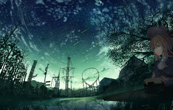Девушка, вечер, Violet Evergarden
