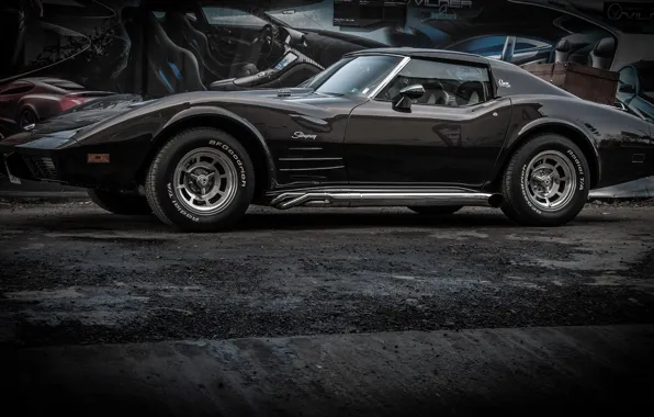 Corvette, Art, chevrolet, Wall, Black, 1976, Vilner, 2013