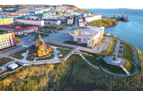 Картинка city, view, houses, chukotka, anadyr