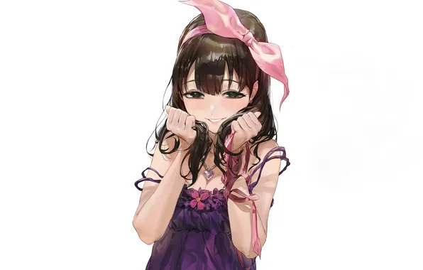 Girl, cleavage, blouse, long hair, boobs, anime, beautiful, pretty