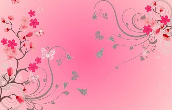 Картинка бабочки, цветы, фон, flowers, background, butterflies