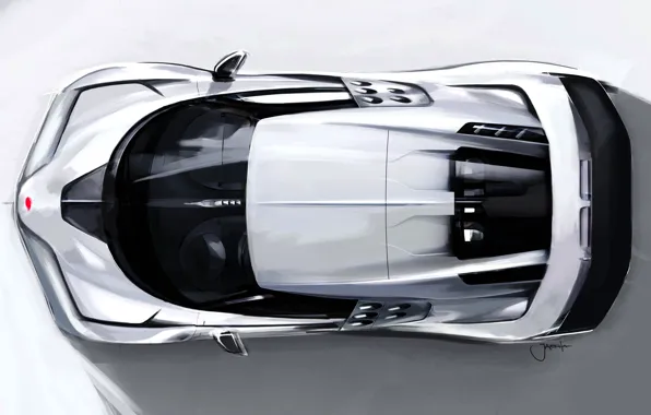 Рисунок, Bugatti, Вид сверху, Гиперкар, Sportscar, 2020, Centodieci, Bugatti Centodieci