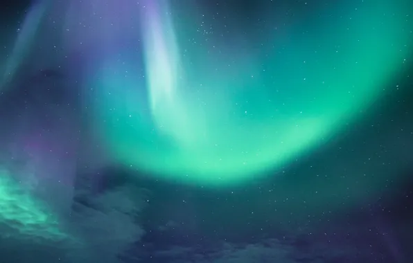 Mountains, northern lights, aurora borealis