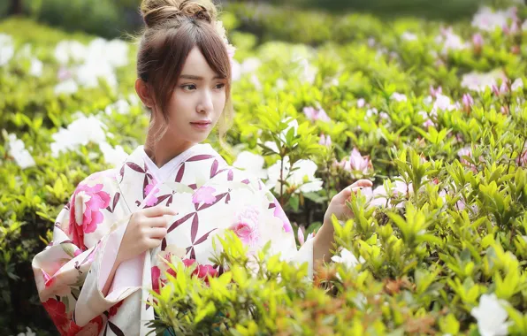 Картинка цветы, кимоно, восточная, Brode十三