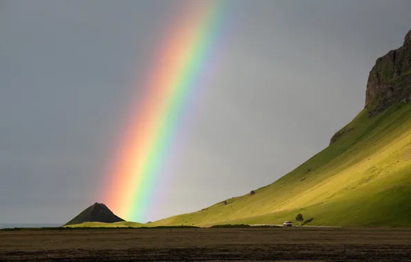 Картинка горы, радуга, Исландия