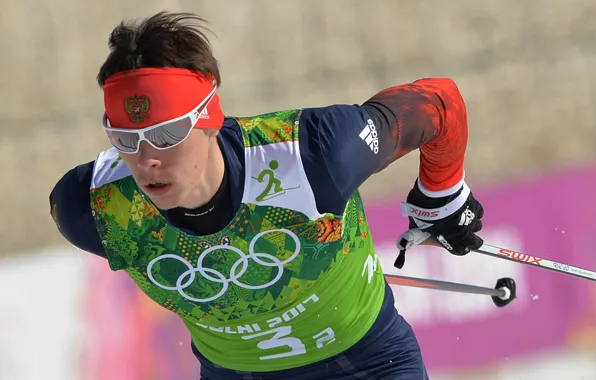 Россия, герб, лыжник, Сочи 2014, sochi 2014 olympic winter games, Александр Бессмертных, серебряный призёр зимних …