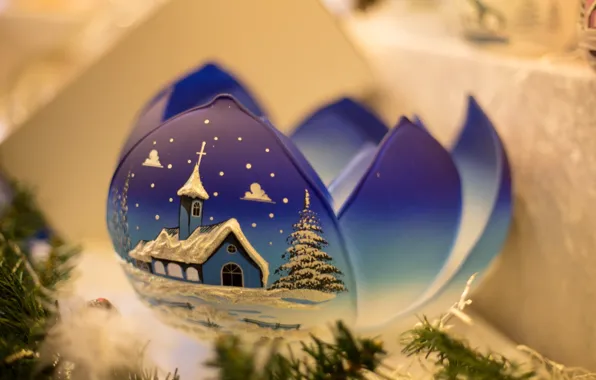 Зима, синий, новый год, шар, рождество, лепесток, christmas, new year