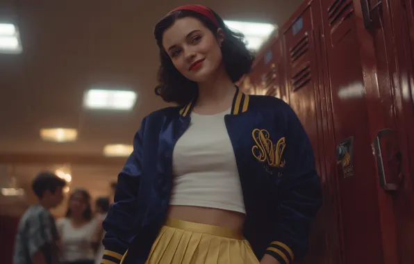 Картинка women, looking at viewer, bare midriff, cheerleaders, AI art