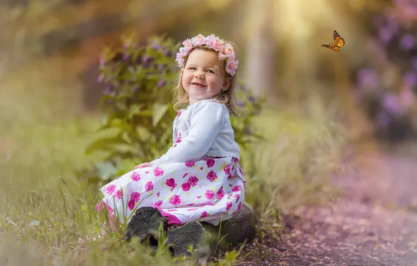 Картинка настроение, бабочка, девочка