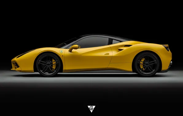 Авто, Желтый, Машина, Ferrari, Суперкар, Спорткар, Вид сбоку, 488