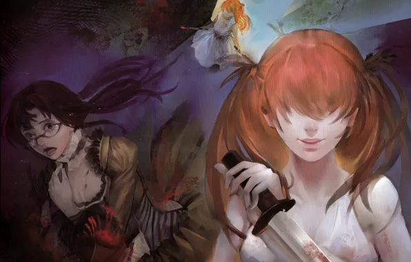 Страх, кровь, жертва, кинжал, ужас, безумие, Neon genesis evangelion, Asuka Langley
