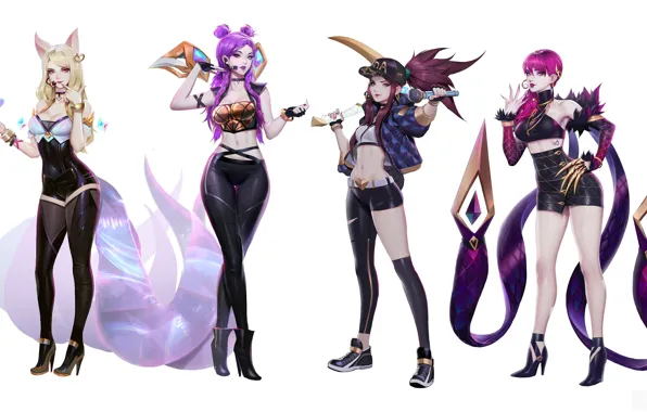 Игра, белый фон, game, Akali, League of Legends, Ahri, LOL, Лига Легенд
