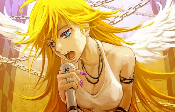 Девушка, крылья, Ангел, микрофон, цепи, ногти, Панти, Panty＆Stocking with Garterbelt