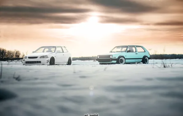 Civic, winter, honda civic, lowdaily, kanjo, voomeran, golf2