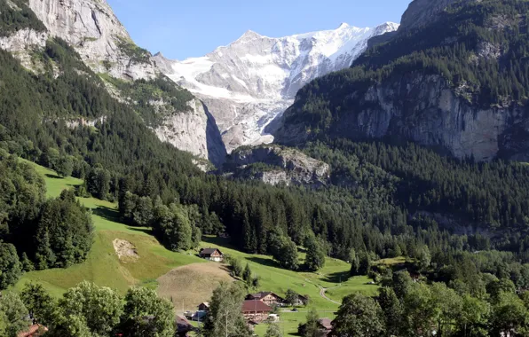 Картинка лето, горы, швейцария, Gross Fiescherhorn, SWITZERLAND