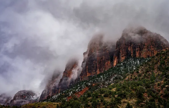 Пейзаж, скалы, каньон, Zion National Park, Utah