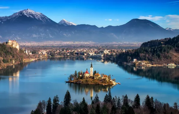 Картинка city, water, słowenia górym