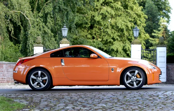 Оранжевый, Ниссан, Orange, Nissan, Car, 350z, Автомобиль, Wallpapers