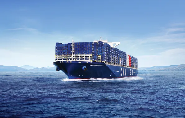 Океан, Море, Судно, Контейнеровоз, Бак, CMA CGM, Vessel, Container Ship