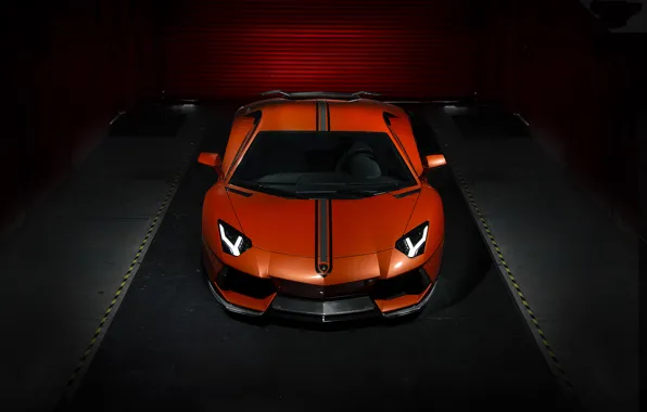 Картинка Lamborghini, ламборджини, Vorsteiner, front, orange, LP700-4, Aventador, авентадор