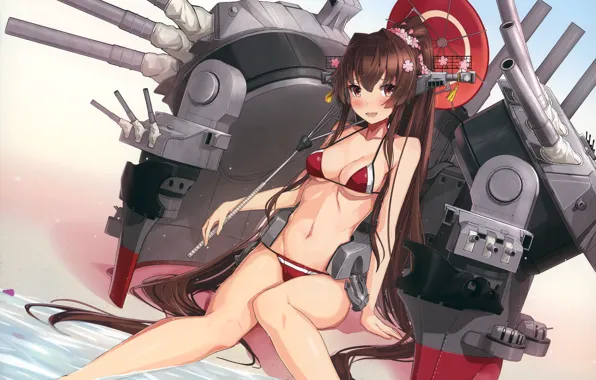 Девушка, Kantai Collection, yamato, takanashi kei (hitsujikan)