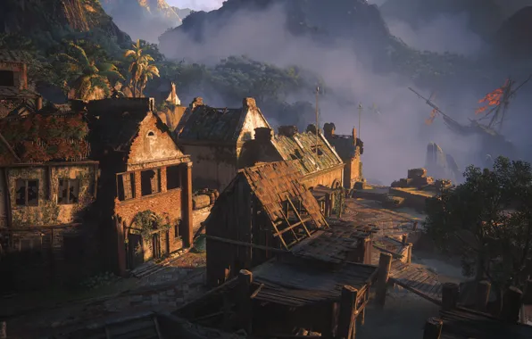 Картинка здания, Naughty Dog, Playstation 4, Uncharted 4: A Thief's End, затонувший корабль, Либерталия