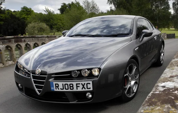 Картинка фары, капот, Alfa Romeo, автомобиль, красивый, передок, Brera S