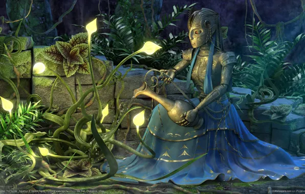 Картинка растения, кувшин, девушка из метала