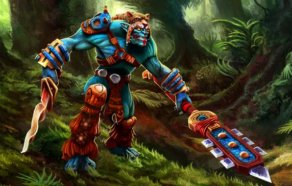 Лес, джунгли, копье, dota, троль, Huskar