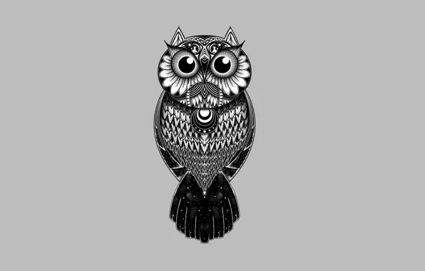 Сова, птица, узоры, светлый фон, owl