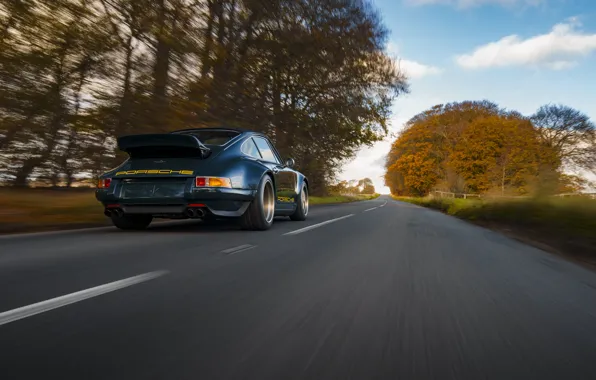 Картинка car, 911, Porsche, road, 964, speed, rear view, Theon Design Porsche 911