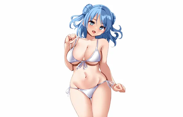 Girl, sexy, cleavage, green eyes, long hair, boobs, anime, beautiful