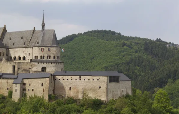 Castle, Vianden, Luxembourg, Middle Age, stronghold, Native dual monitors