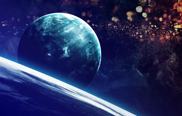 Планета, Космос, Планеты, Planets, Арт, Space, Art, Спутник